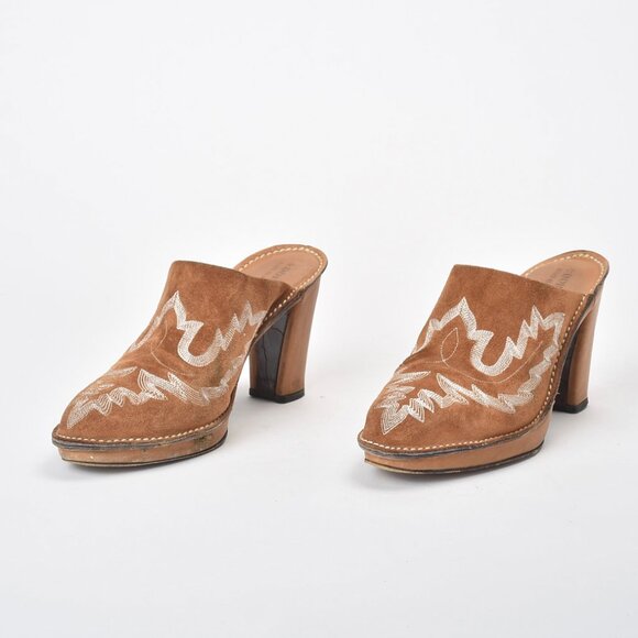 Donald Pliner Western Couture Embroidered Clogs Size 8.5 - Picture 3 of 7